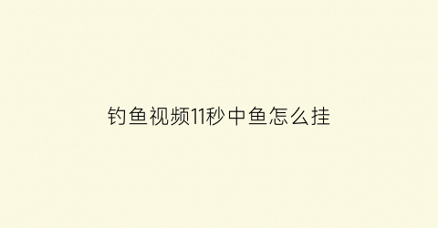 钓鱼视频11秒中鱼怎么挂(钓鱼视频11秒中鱼怎么挂钩的)