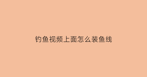 “钓鱼视频上面怎么装鱼线(钓鱼怎么装线上的零件)