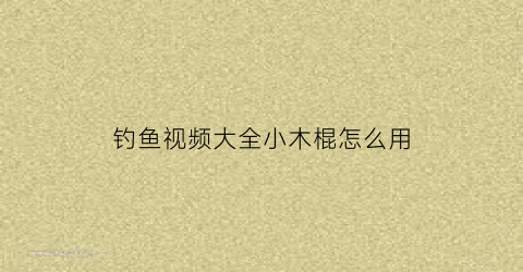 钓鱼视频大全小木棍怎么用(木棍钓鱼竿)