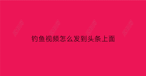 “钓鱼视频怎么发到头条上面(钓鱼视频发到百家号什么领域)