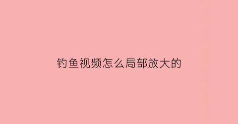 钓鱼视频怎么局部放大的(钓鱼视频拍摄技巧)