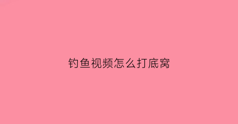 钓鱼视频怎么打底窝(打窝水底视频)