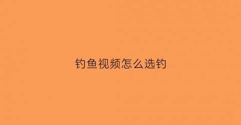 钓鱼视频怎么选钓(钓鱼视频都是用什么设备拍的)