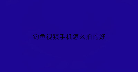 “钓鱼视频手机怎么拍的好(拍钓鱼视频怎么赚钱呢)