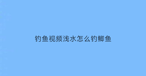 “钓鱼视频浅水怎么钓鲫鱼(钓鱼视频浅水怎么钓鲫鱼的)