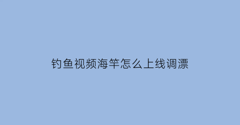 钓鱼视频海竿怎么上线调漂(海竿钓鱼怎么调漂图解)