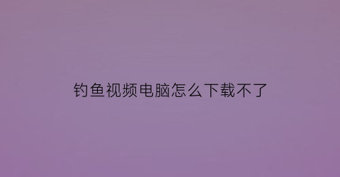 “钓鱼视频电脑怎么下载不了(钓鱼视频下载到手机上)