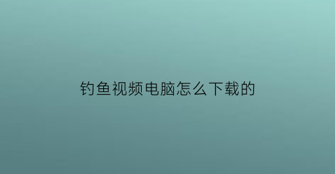 “钓鱼视频电脑怎么下载的(钓鱼视频下载什么软件)