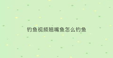 钓鱼视频翘嘴鱼怎么钓鱼(钓鱼视频翘嘴鱼怎么钓鱼的)