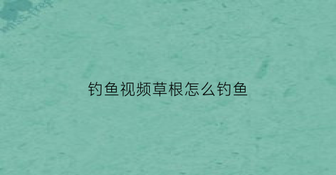 钓鱼视频草根怎么钓鱼(钓鱼视频草根怎么钓鱼的)
