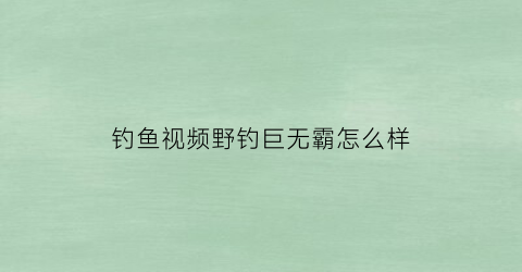 钓鱼视频野钓巨无霸怎么样(巨无霸钓鳊鱼好不好)