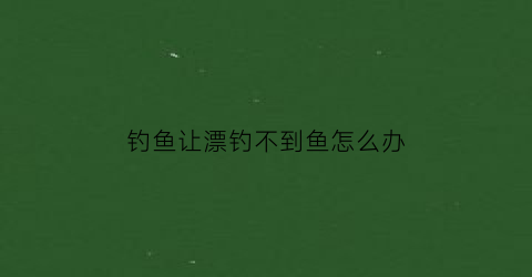 “钓鱼让漂钓不到鱼怎么办(钓鱼让漂钓不到鱼怎么办呢)