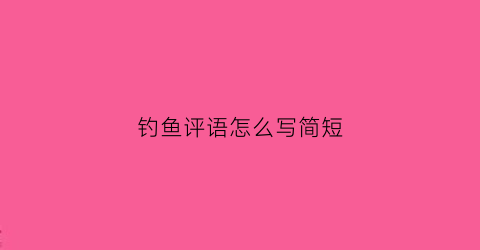 钓鱼评语怎么写简短(钓鱼的评语)