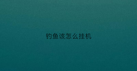 钓鱼该怎么挂机(挂机钓鱼什么意思)