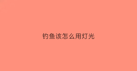 钓鱼该怎么用灯光(钓鱼灯几种灯光的用法)