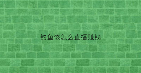 钓鱼该怎么直播赚钱(一个新手怎么做钓鱼直播)