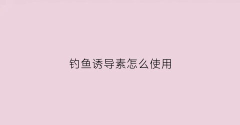 钓鱼诱导素怎么使用(钓鱼诱导素如何使用)