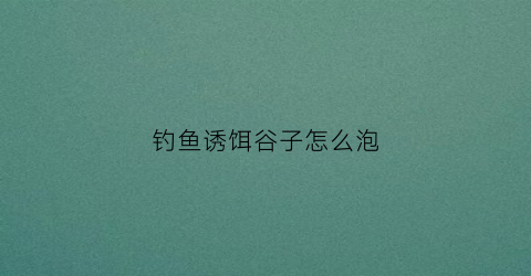 钓鱼诱饵谷子怎么泡(钓鱼诱饵谷子怎么泡制)