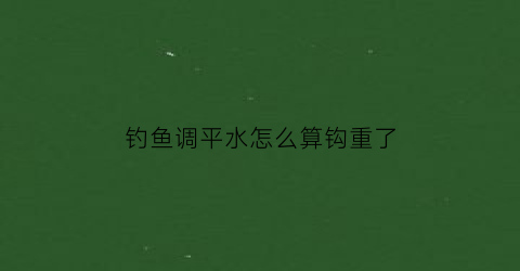 钓鱼调平水怎么算钩重了(钓鱼调平水视频教学)