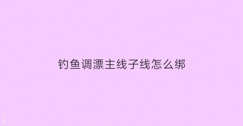 钓鱼调漂主线子线怎么绑(钓鱼主线和子线绑法视频)