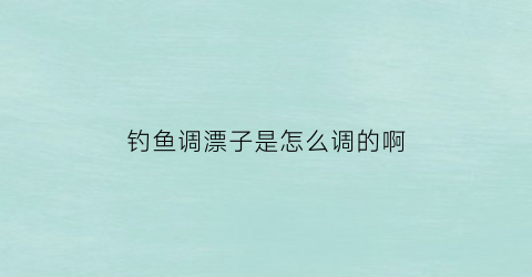 “钓鱼调漂子是怎么调的啊(钓鱼调鱼漂怎么调)