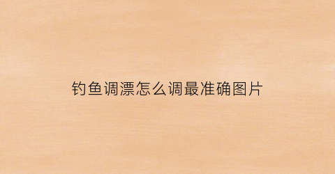 钓鱼调漂怎么调最准确图片(钓鱼调钓鱼调漂技巧图解方法)