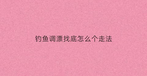 钓鱼调漂找底怎么个走法(钓鱼调漂找底的正确方法视频)