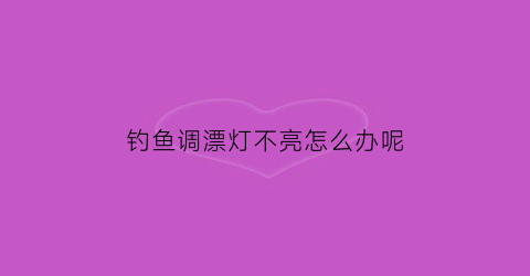 钓鱼调漂灯不亮怎么办呢(钓鱼调漂灯不亮怎么办呢图片)