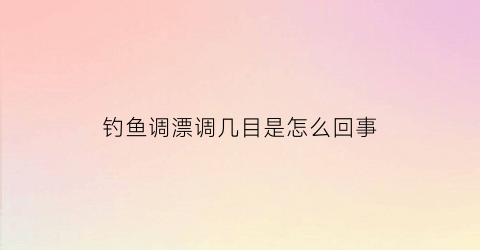 “钓鱼调漂调几目是怎么回事(调漂调几目钓几目是什么意思)