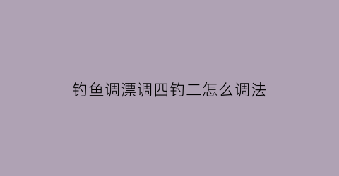 钓鱼调漂调四钓二怎么调法(钓鱼调漂调四钓二怎么调法视频)