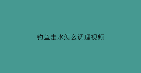 “钓鱼走水怎么调理视频(钓鱼走水怎么解决视频)