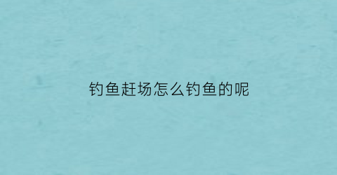 钓鱼赶场怎么钓鱼的呢(钓鱼赶场怎么钓鱼的呢图片)