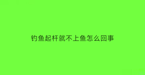 钓鱼起杆就不上鱼怎么回事(钓鱼起竿时机的把握)