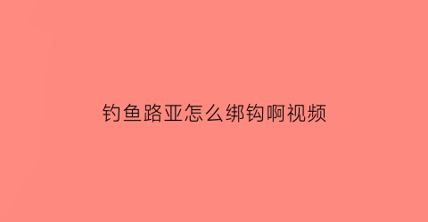 钓鱼路亚怎么绑钩啊视频