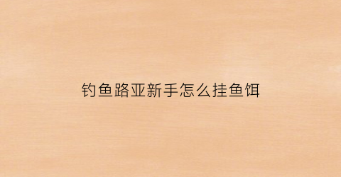 钓鱼路亚新手怎么挂鱼饵