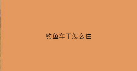 钓鱼车干怎么住(钓鱼车杆怎么使用方法)