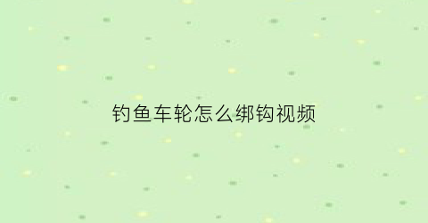 钓鱼车轮怎么绑钩视频