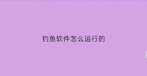 钓鱼软件怎么运行的(钓鱼软件怎么运行的啊)