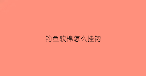 钓鱼软棉怎么挂钩(钓鱼软棉怎么挂钩好用)
