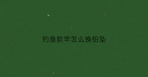 钓鱼软竿怎么换铅坠(软竿怎么抛竿)
