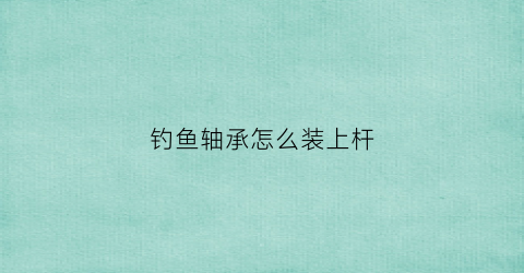 钓鱼轴承怎么装上杆(鱼杆轴承怎么绕线)