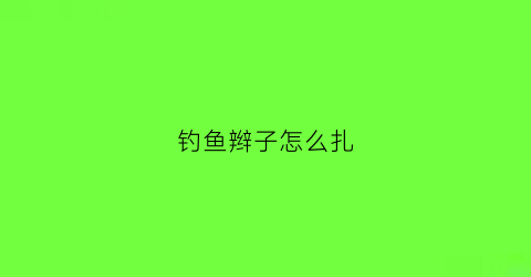 钓鱼辫子怎么扎(钓鱼怎么扎钩)