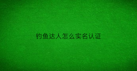 钓鱼达人怎么实名认证(钓鱼达人npc是谁)