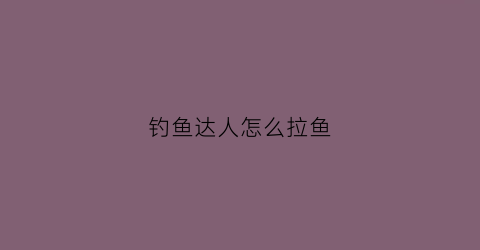 钓鱼达人怎么拉鱼(钓鱼达人怎么玩)