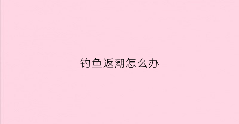 钓鱼返潮怎么办(钓鱼是退潮好还是涨潮好)