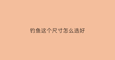 钓鱼这个尺寸怎么选好(钓鱼这个尺寸怎么选好呢)
