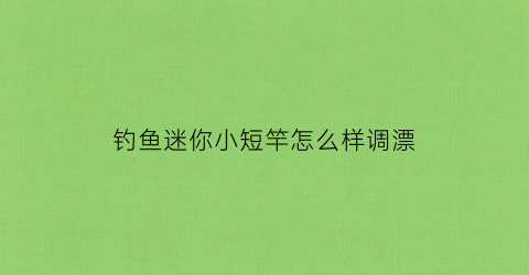 钓鱼迷你小短竿怎么样调漂(钓鱼迷你小短竿怎么样调漂)