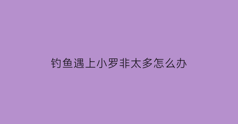 “钓鱼遇上小罗非太多怎么办(野钓遇到小罗非闹窝怎么办)