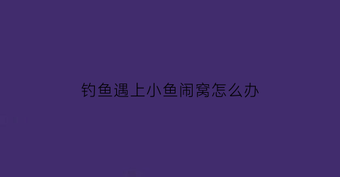 钓鱼遇上小鱼闹窝怎么办(钓鱼碰到小鱼仔闹窝怎么办)