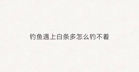 钓鱼遇上白条多怎么钓不着(钓鱼总是钓到白条)